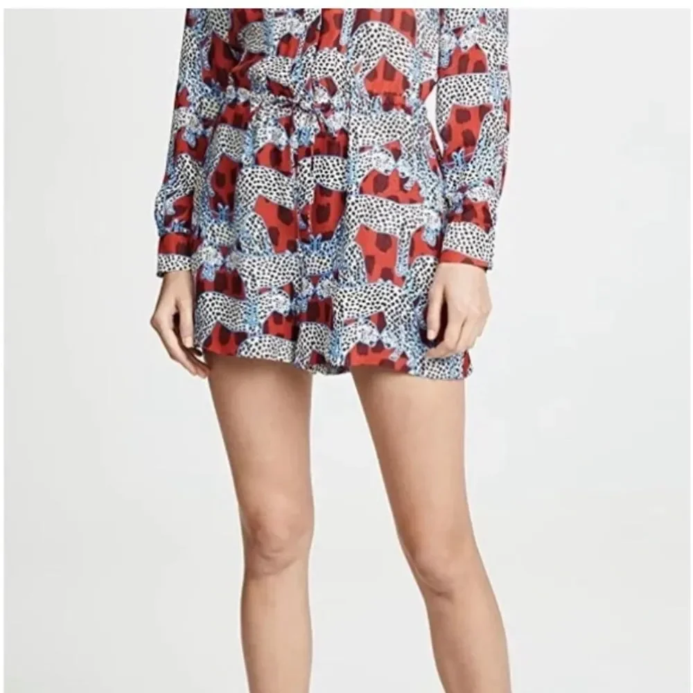 PARKER Silk Leopard Anamalia Print Blouson Mini Dress with Pockets - Size 14 - Picture 3 of 11